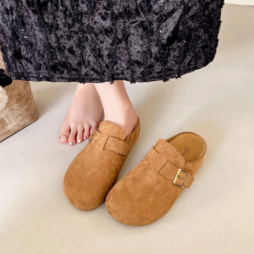 Xajzpa New Style Classic Fashion Women Suede Mules Slippers Clogs Cork Insole Sandals with Arch Support Outdoor Beach Slides Home Shoes
